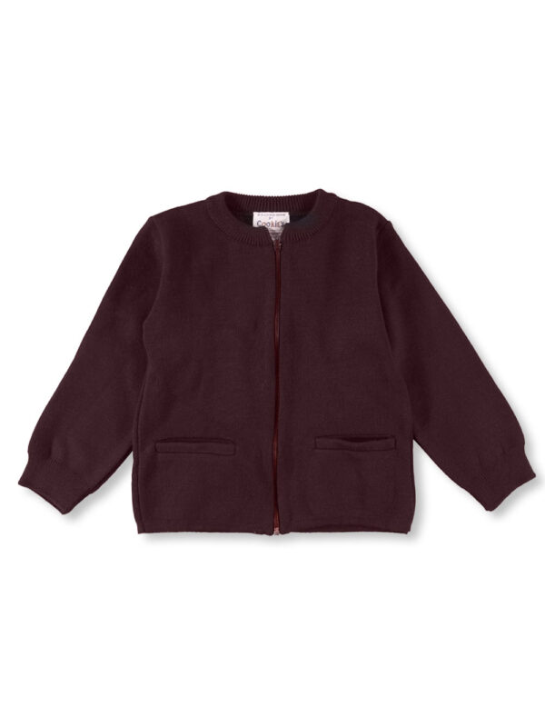 LITTLE GIRLS’ ZIP-UP CARDIGAN (SIZES 4 - 7) BURGUNDY