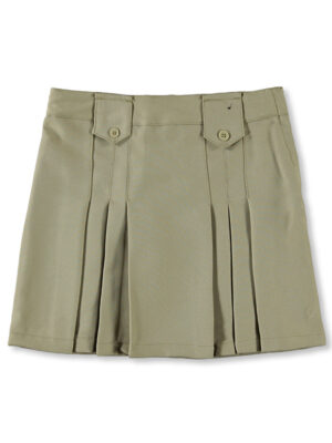 LITTLE GIRLS' PLEAT & TAB SKIRT (SIZES 4 – 6X) KHAKI