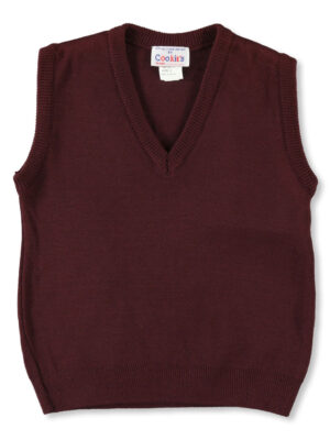 UNISEX V-NECK SWEATER VEST (SIZES 4 - 7) BURGUNDY