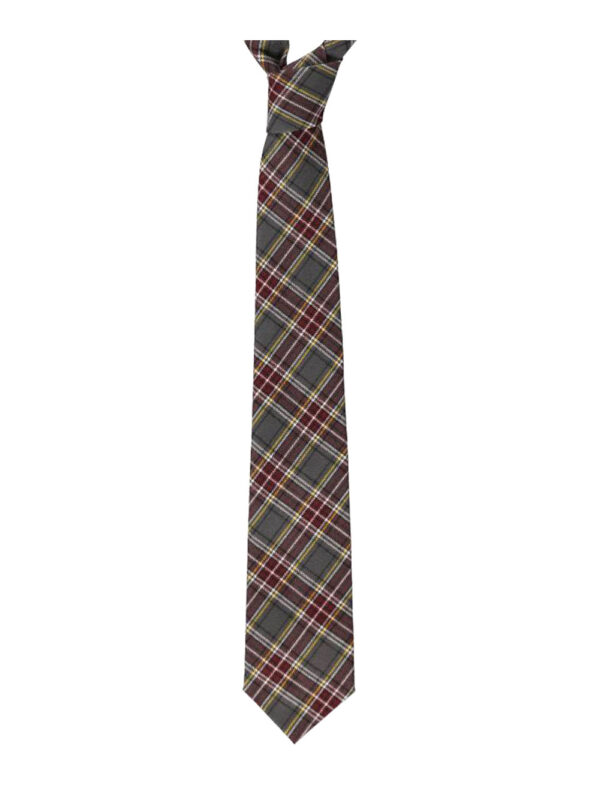 COOKIE’S BOYS’ TRADITIONAL 4-IN-HAND NECKTIE GRAY/BURGUNDY/GOLD/WHITE *PLAID #43*
