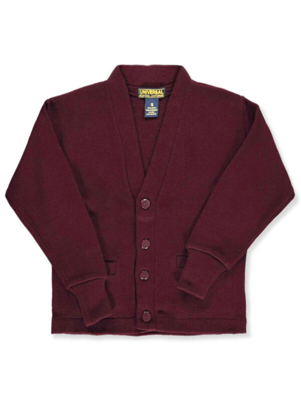 UNIVERSAL UNISEX LONG-SLEEVED V-NECK CARDIGAN BURGUNDY