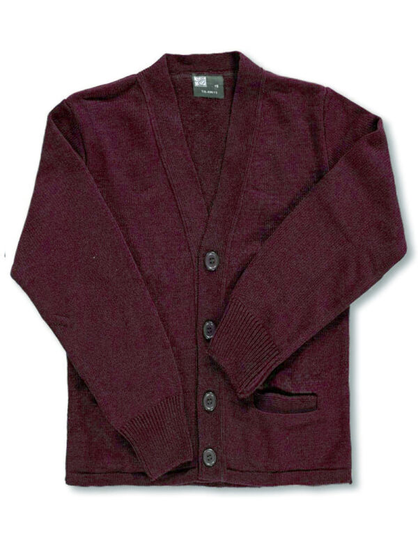 UNISEX CONTROL-PIL 4-BUTTON CARDIGAN (SIZES 2 - 7) BURGUNDY